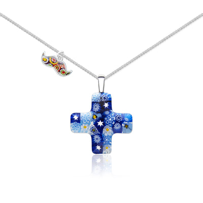 Starry Night x Greek Cross Necklace - Leather - Pendant Necklace