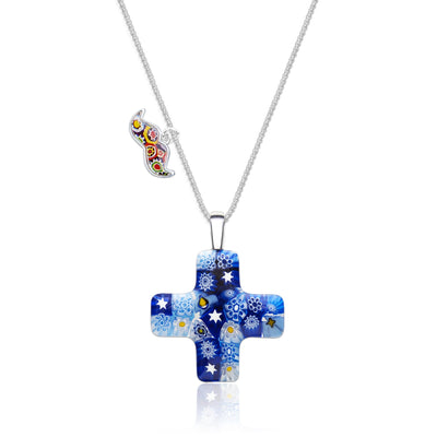 Starry Night x Greek Cross Necklace - Leather - Pendant Necklace