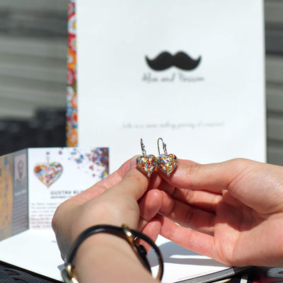 The Kiss Gold Heart Earrings