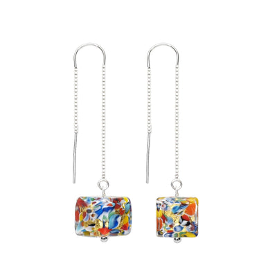 THE KISS | Bling Square Dangle Earrings - A pair of gold - Earrings