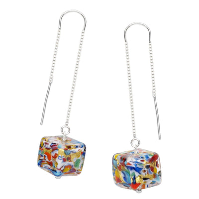 THE KISS | Bling Square Dangle Earrings - A pair of gold - Earrings