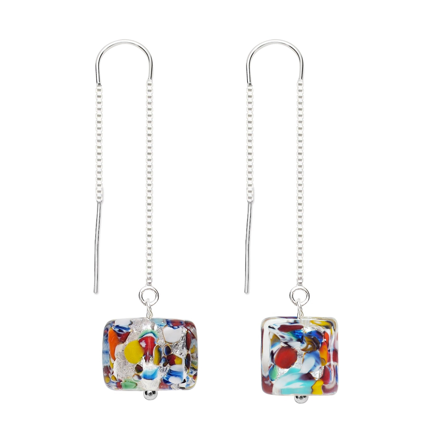 THE KISS | Bling Square Dangle Earrings - A pair of silver - Earrings