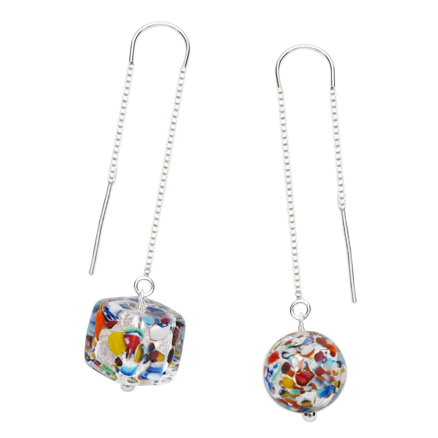 THE KISS | Bling Square Dangle Earrings - Gold and Silver each - Earrings