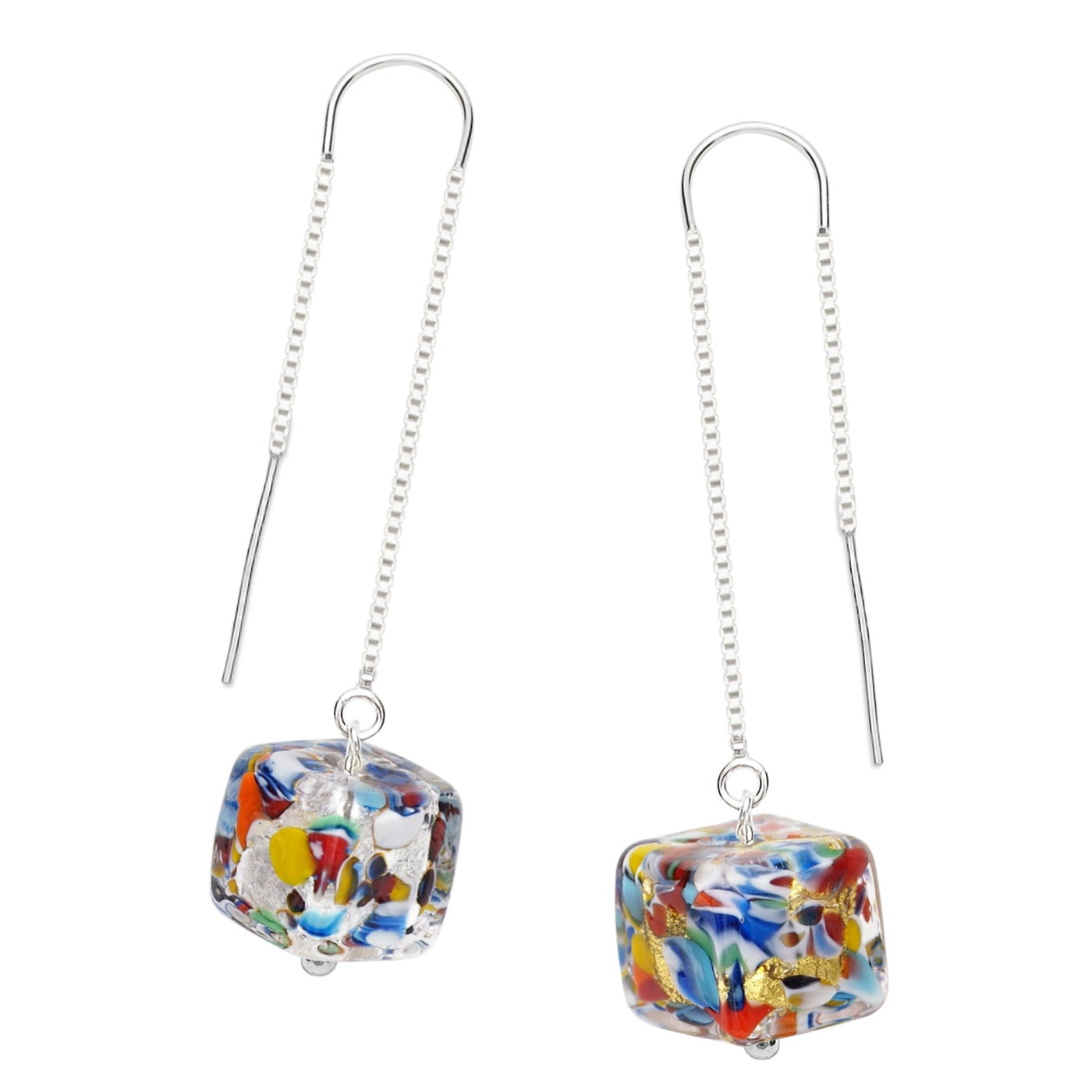 THE KISS | Bling Square Dangle Earrings - Gold and Silver each - Earrings