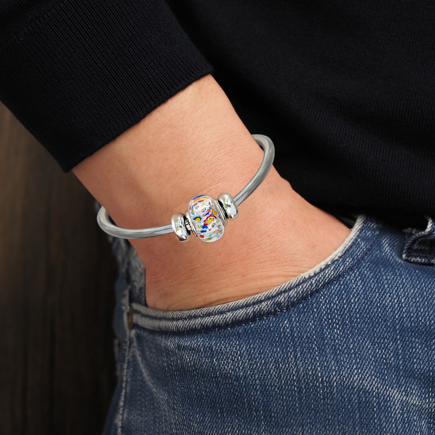 THE KISS Charm Bangle - Silver - Charm Bangle