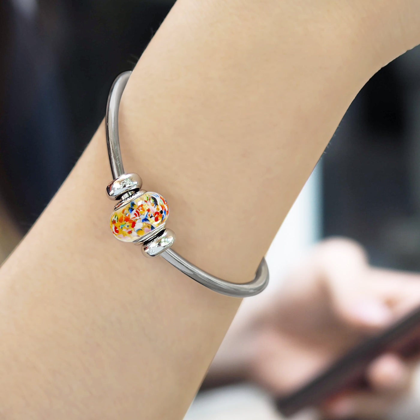 THE KISS Charm Bangle - Silver - Charm Bangle