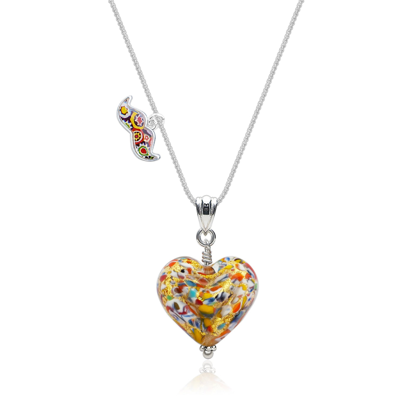 THE KISS | Classic Gold Double Heart Necklace - Leather - Pendant Necklace