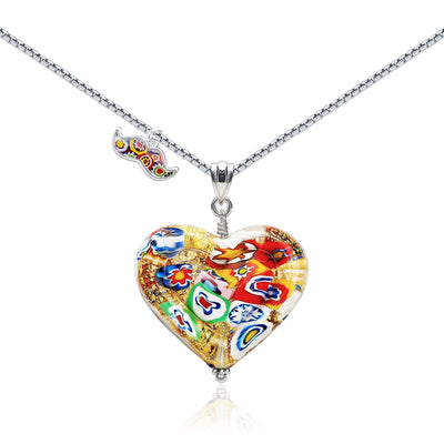 THE KISS | Classic Gold Double Heart Pendant - Leather - Pendant Necklace