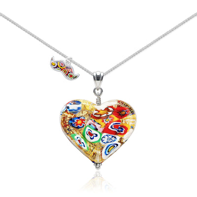 THE KISS | Classic Gold Double Heart Pendant - Leather - Pendant Necklace