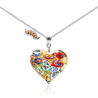 THE KISS | Classic Gold Double Heart Pendant - Leather - Pendant Necklace