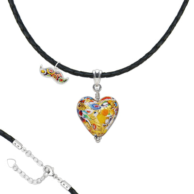 THE KISS | Classic Gold Heart Pendant - Leather - Pendant Necklace