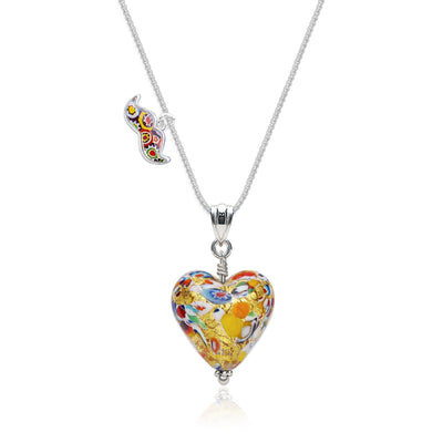 THE KISS | Classic Gold Heart Pendant - Leather - Pendant Necklace
