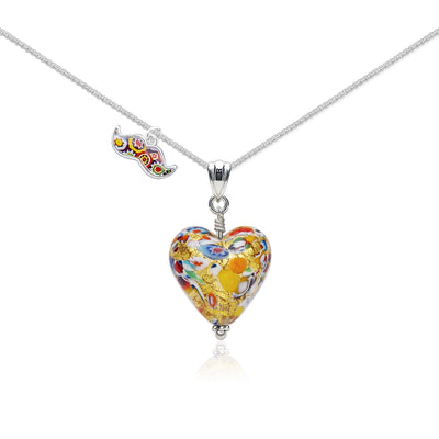 THE KISS | Classic Gold Heart Pendant - Leather - Pendant Necklace