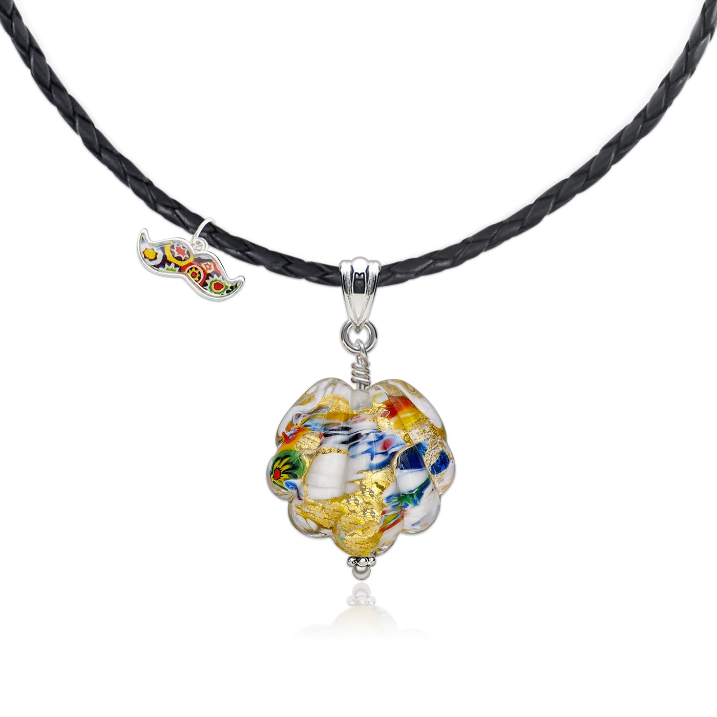 THE KISS | Classic Gold Shell Necklace - Leather - Pendant Necklace