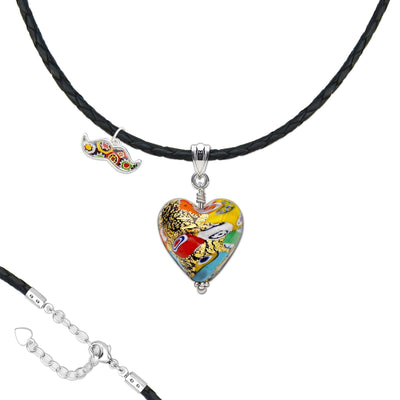 THE KISS | Classic Heart Pendant - Leather - Pendant Necklace