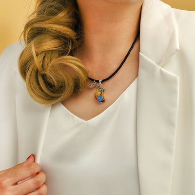 THE KISS | Classic Moon Necklace - Leather - Pendant Necklace