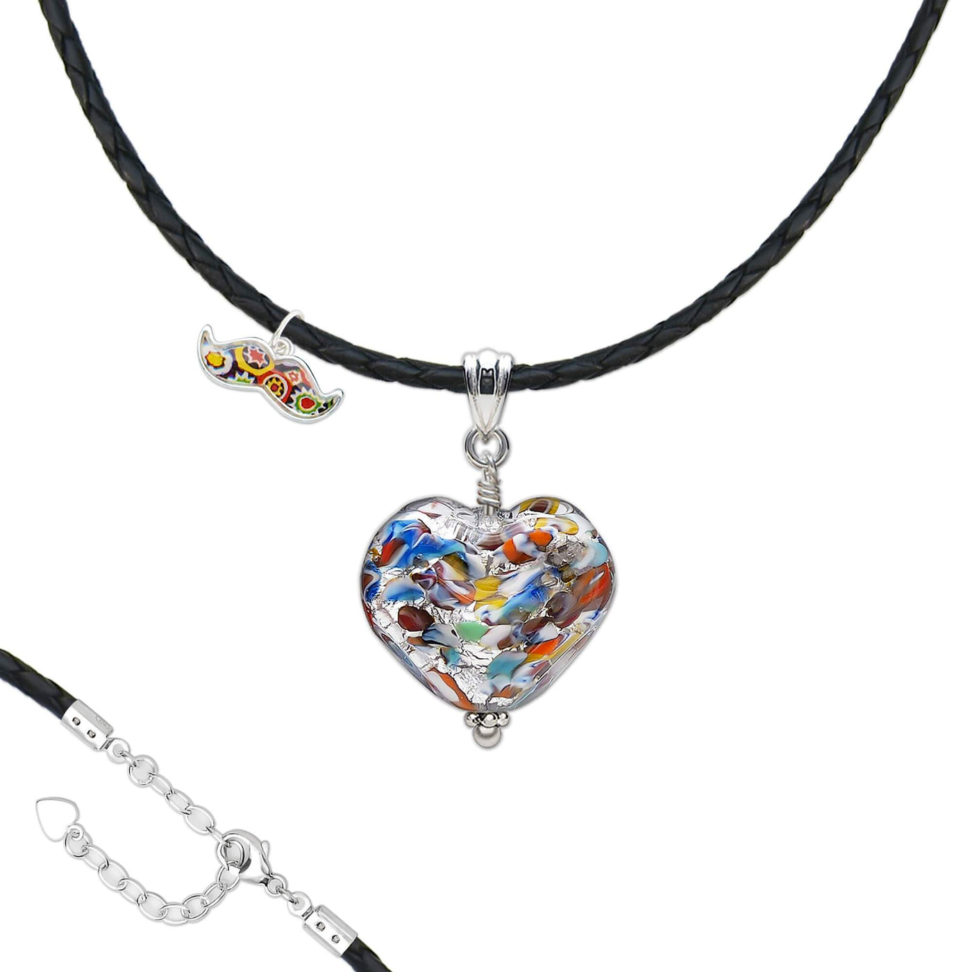 THE KISS | Classic Silver Double Heart Necklace - Silver - Pendant Necklace