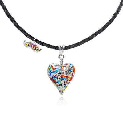 THE KISS | Classic Silver Heart Pendant - Leather - Pendant Necklace