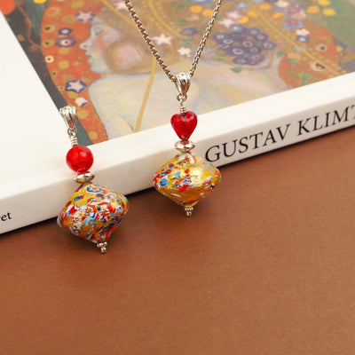 THE KISS Elegance Gold Necklace - Gold x Red Ball - Pendant Necklace