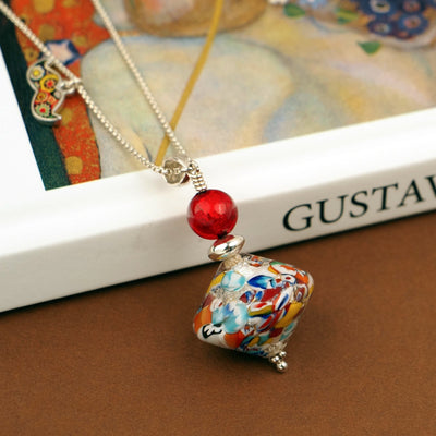 THE KISS Elegance Necklace - Silver x Red Ball - Pendant Necklace