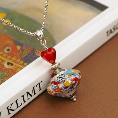 THE KISS Elegance Necklace - Silver x Red Ball - Pendant Necklace