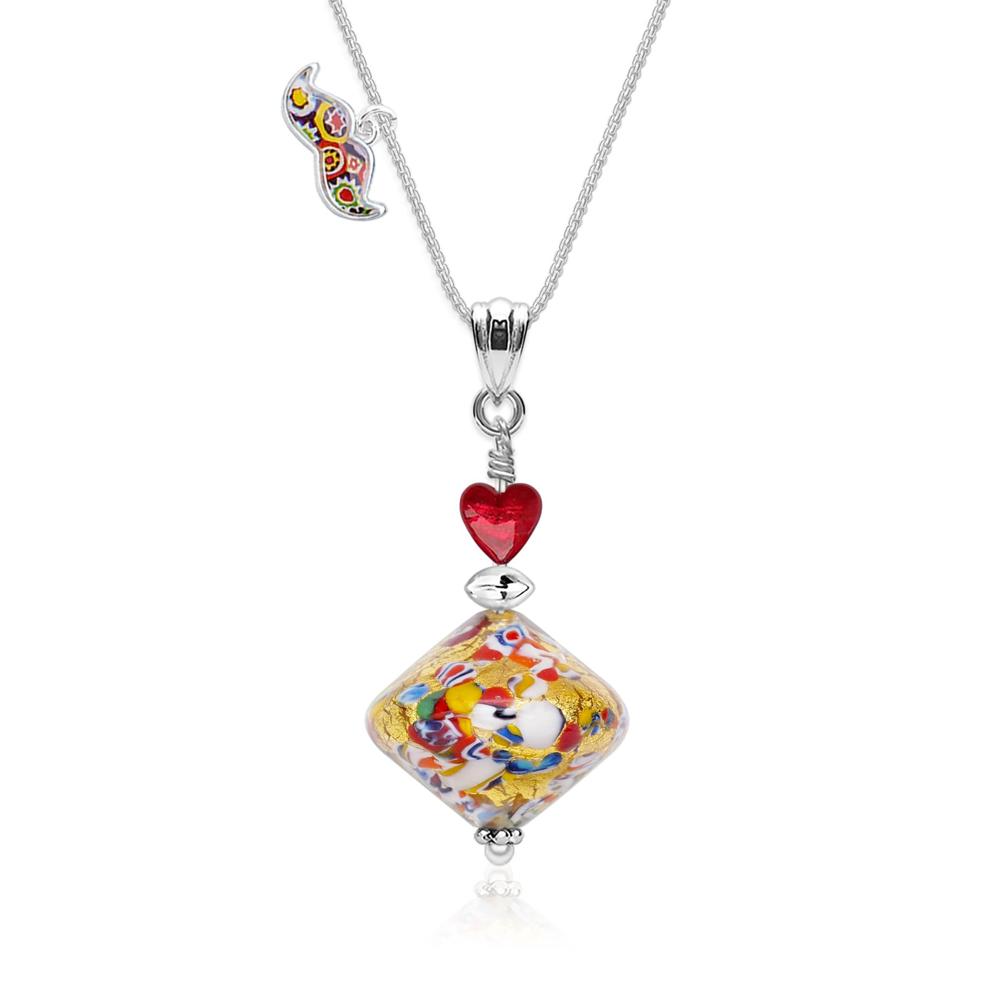 THE KISS | Elegance Pendant Necklace - Gold x Red Heart - Pendant Necklace