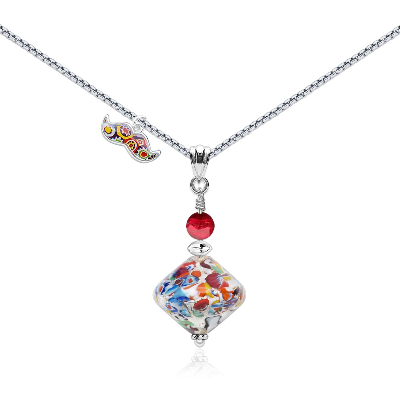 THE KISS | Elegance Pendant Necklace - Silver x Red Ball - Pendant Necklace