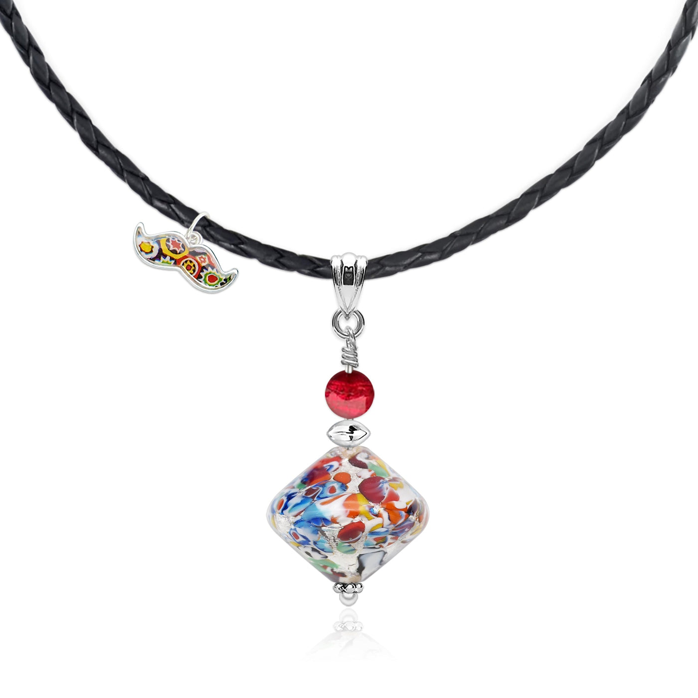 THE KISS | Elegance Pendant Necklace - Silver x Red Ball - Pendant Necklace
