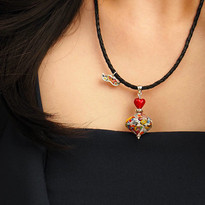 THE KISS | Elegance Pendant Necklace - Silver x Red Ball - Pendant Necklace