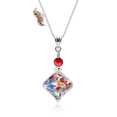 THE KISS | Elegance Pendant Necklace - Silver x Red Heart - Pendant Necklace