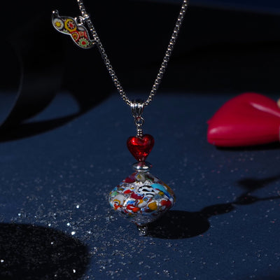 THE KISS | Elegance Silver Necklace - Silver x Red Ball - Pendant Necklace