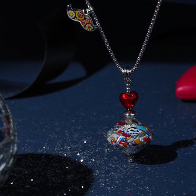 THE KISS | Elegance Silver Necklace - Silver x Red Ball - Pendant Necklace
