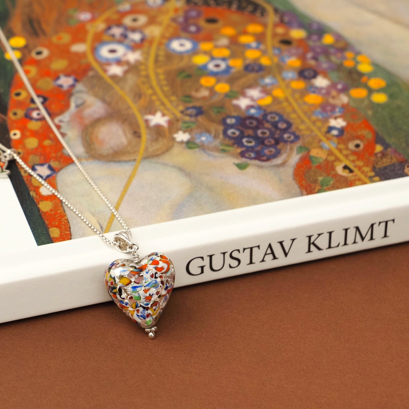 THE KISS Silver Heart Necklace - Leather - Pendant Necklace